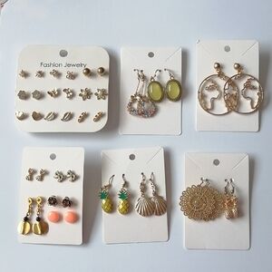 21pcs Goldtone Earrings Whimsical Set Bundle Lot